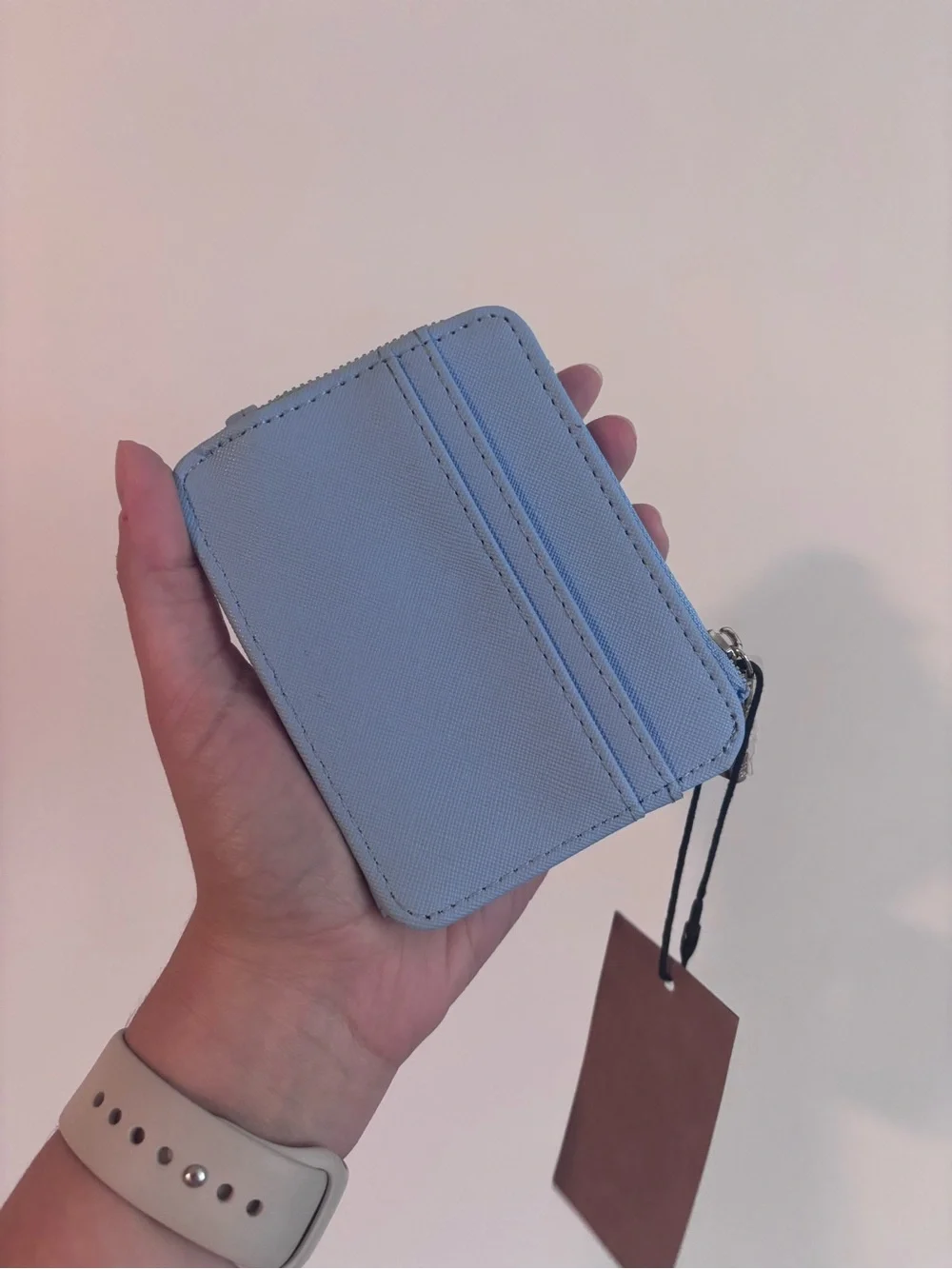 Steve Madden Light Blue Compact Zip Card Holder